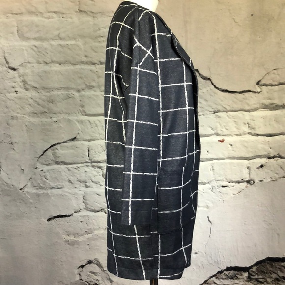 ASTR open cardigan window pane charcoal pockets S - Picture 2 of 7